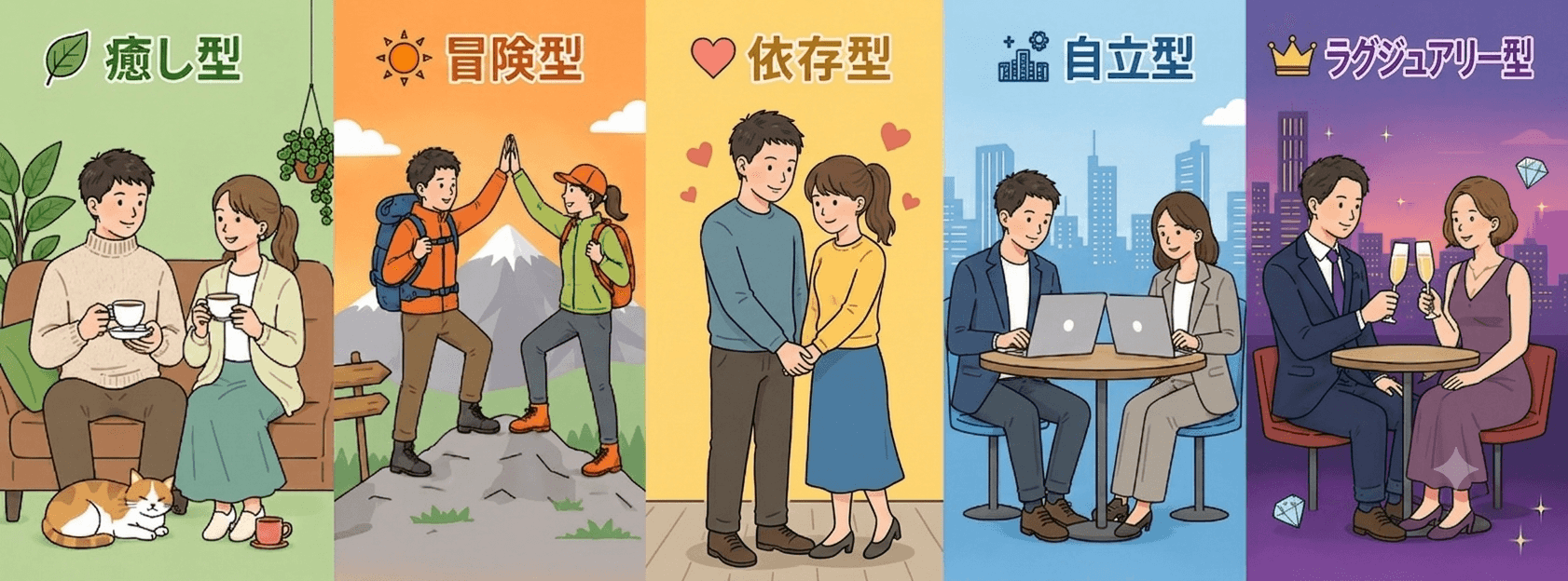 交際タイプ診断 — 5つの交際タイプ